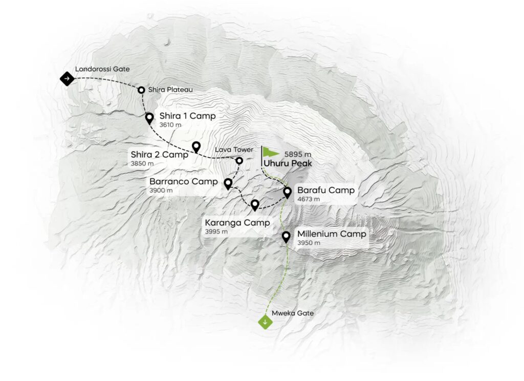 Rongai Route Map